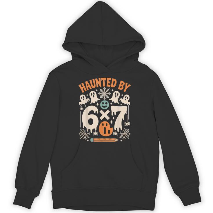 Haunted By 6x7 Math Teacher Halloween Pun Unisex Hoodie