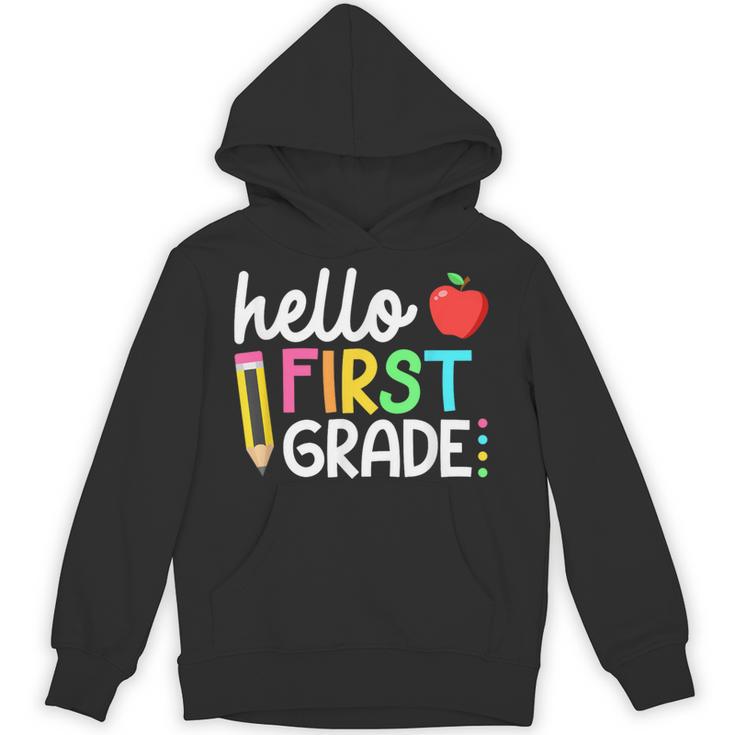 Hello First Grade Team 1st Grade Back To School Teacher Kids Unisex Hoodie