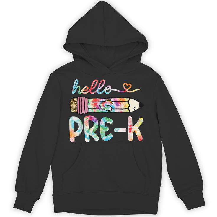Hello Pre-K Pencil Teacher Student Tie Dye Unisex Hoodie