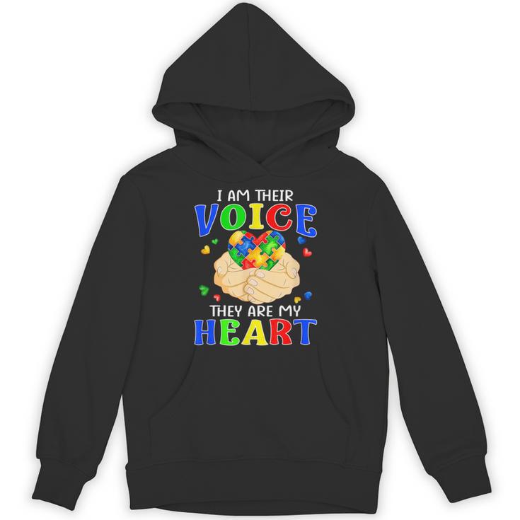 I Am Their Voice They Are My Heart Autism Awareness Teacher Unisex Hoodie