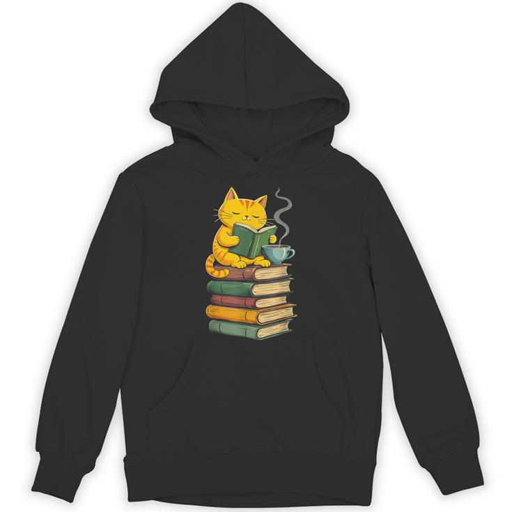 Kawaii Cats Lover Coffee Books Teacher Librarian Cat Unisex Hoodie