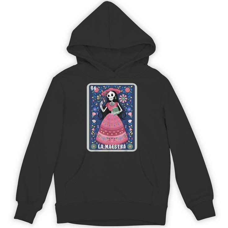 La Maestra Halloween Mexican Bingo Card Teacher Lottery Card Unisex Hoodie