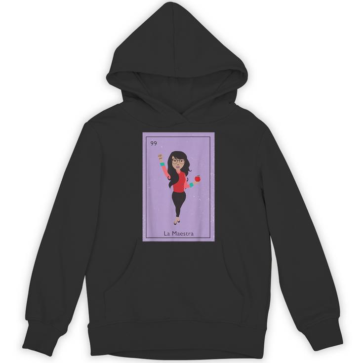 La Maestra Mexican Bingo Card Teacher Lottery Card Unisex Hoodie