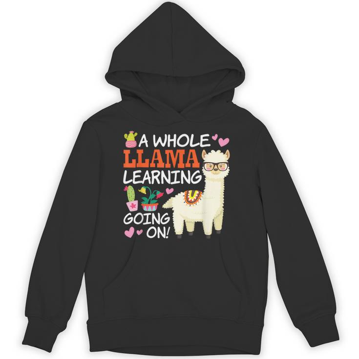Llama Learning T Shirt Teachers Students Alpaca Lovers Unisex Hoodie