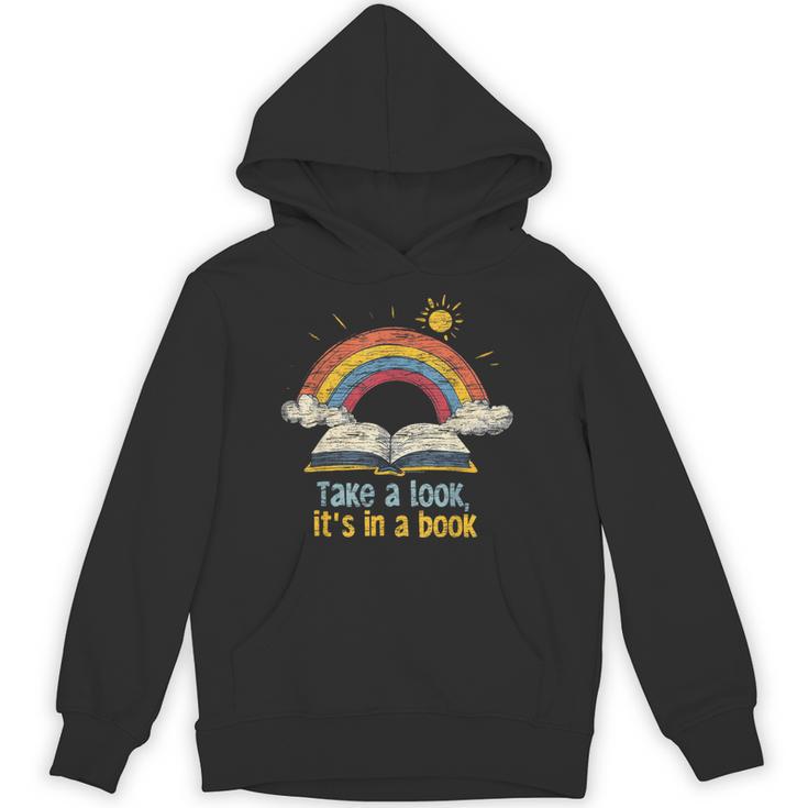 Take a Look It's In a Book Vintage Reading Teacher Rainbow Unisex Hoodie, trending gift Take a Look It's In a Book Vintage Reading Teacher Rainbow Unisex Hoodie, trending gift