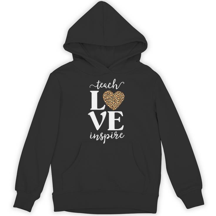 Love Leopard Print Teacher Cheetah School Inspire Teach Unisex Hoodie