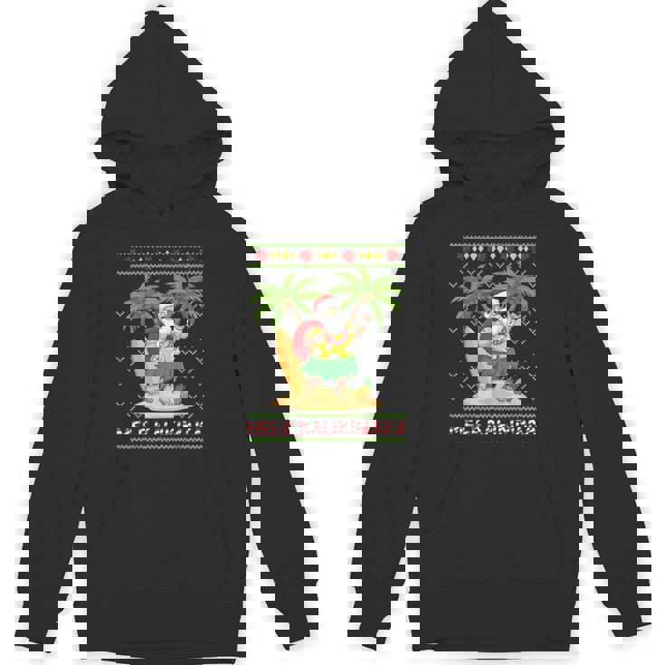 Mele Kalikimaka Retro Santa Shaka Hawaii Ugly Christmas Hoodie