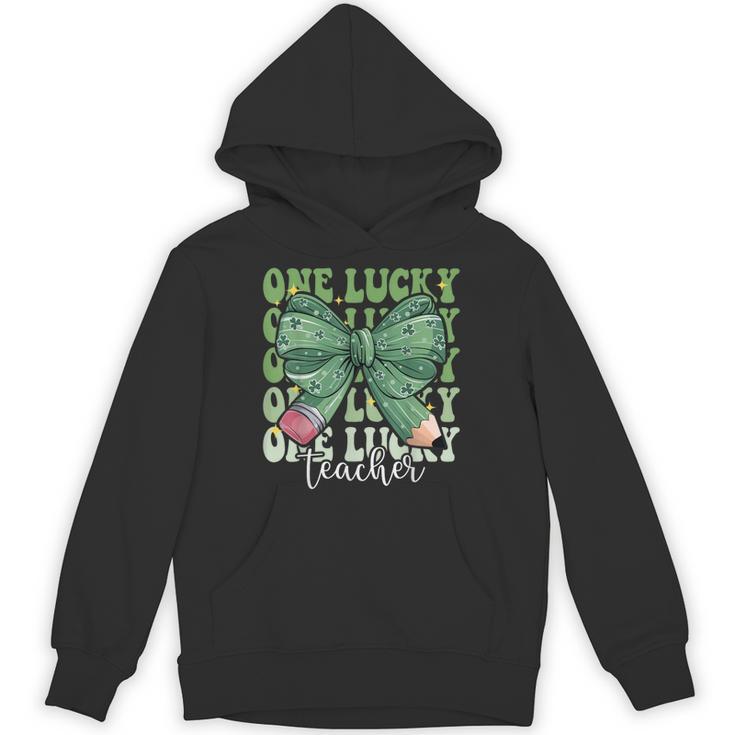 One Lucky Teacher Coquette Bow St Patricks Day Teacher Unisex Hoodie