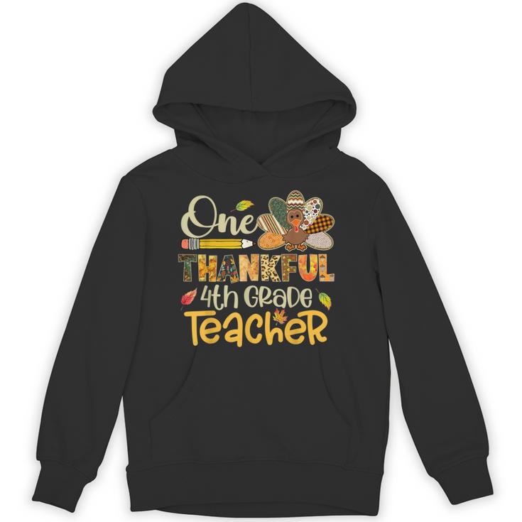 One Thankful 4th Grade Teacher Turkey Leopard Thanksgiving Unisex Hoodie