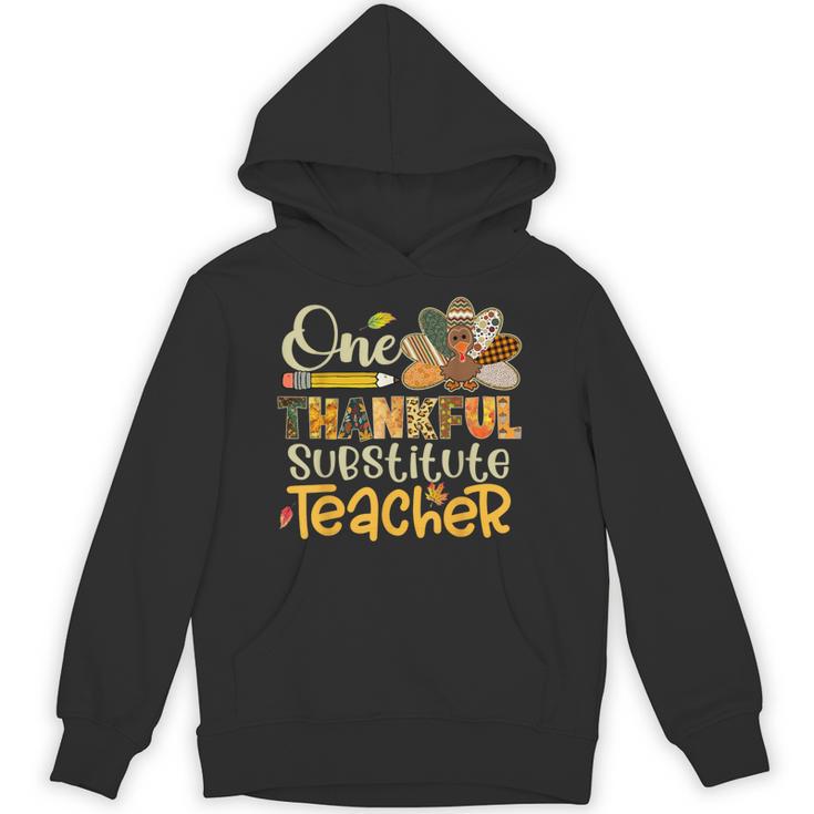 One Thankful Substitute Teacher Turkey Leopard Thanksgiving For Men Women Unisex Hoodie