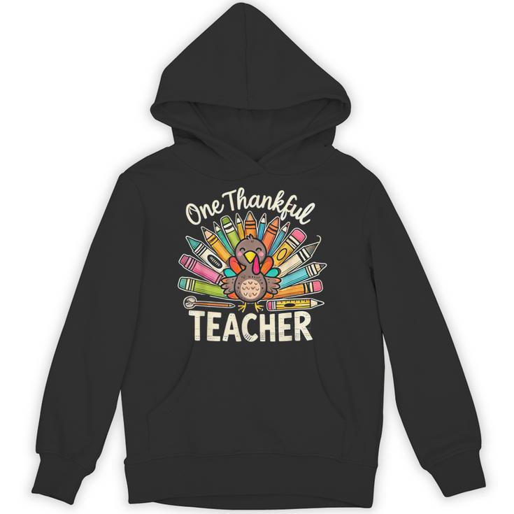One Thankful Teacher Cute Thanksgiving Turkey School Unisex Hoodie