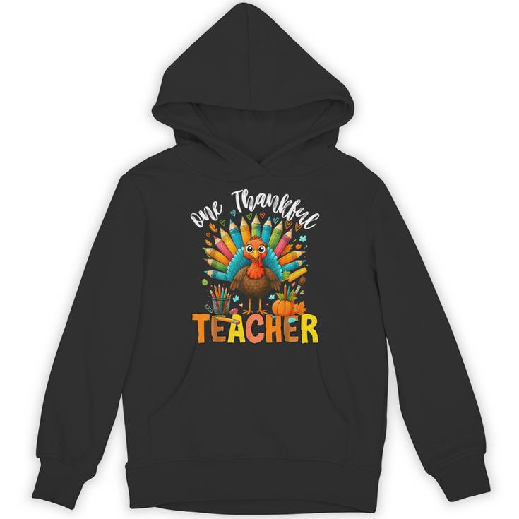 One Thankful Teacher Thanksgiving Turkey Cute Crayon Pencil Unisex Hoodie