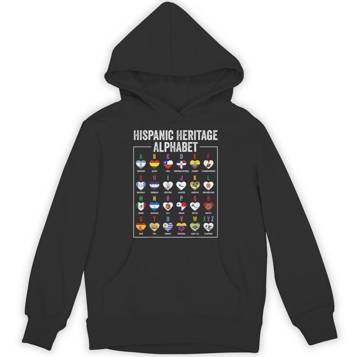 Hispanic Flags Alphabet Hearts Latin Heritage For Teacher Unisex Hoodie