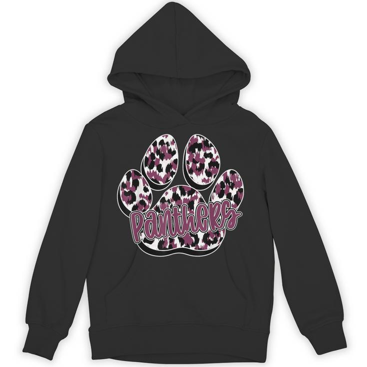 Panthers Paw Print Leopard Maroon Panther Pride Teacher Unisex Hoodie