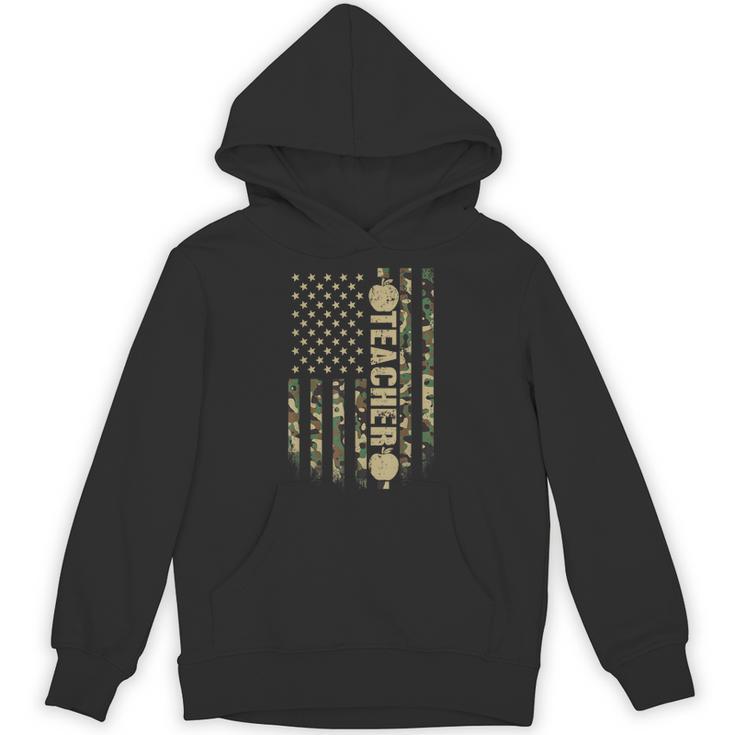 Patriotic Teacher American Flag Camouflage 4th Of July Camo Unisex Hoodie