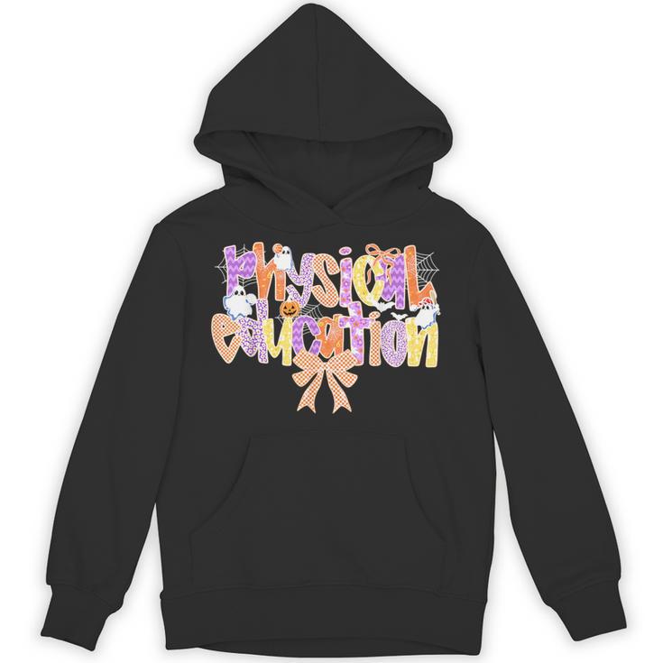 Physical Education Halloween Bow Checkered Teacher Ghost PE Unisex Hoodie