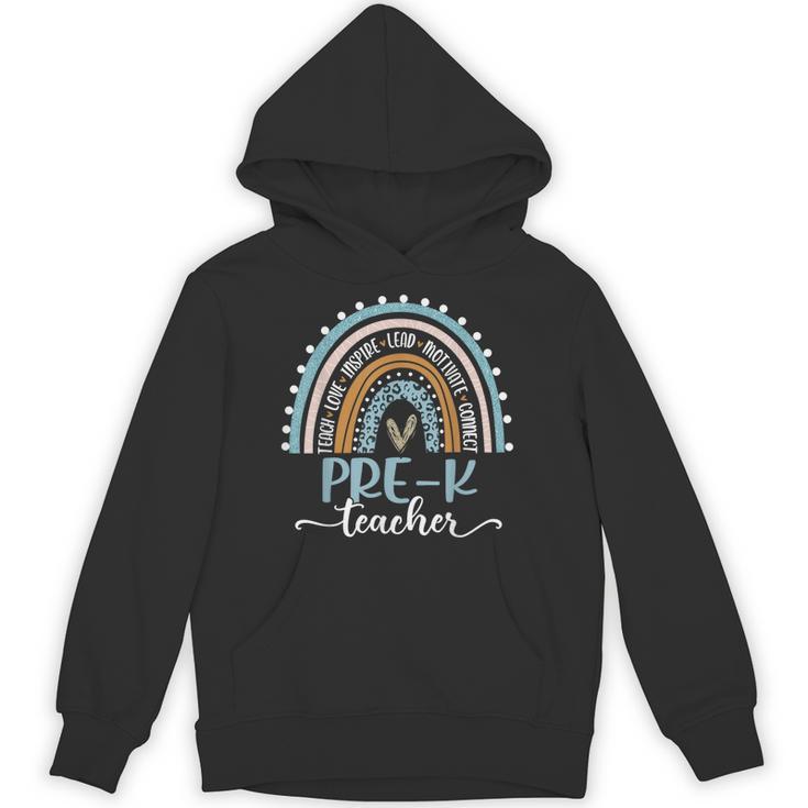 Pre-K Teacher Leopard Boho Rainbow Back To School Unisex Hoodie