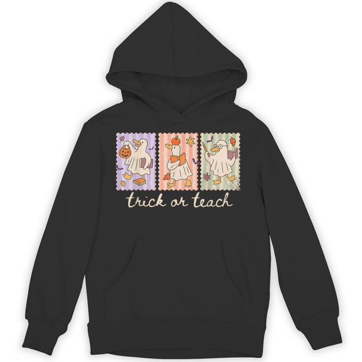 Preppy Goose Teacher Trick Or Teach Halloween Teacher Goose Unisex Hoodie