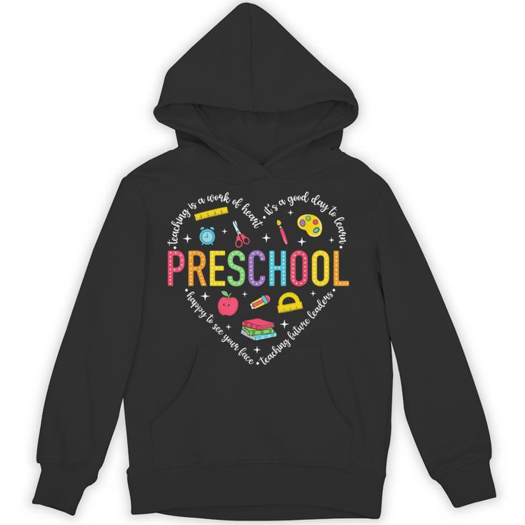 Preschool Teacher Pre-K Heart First Day Of Preschool Kids Unisex Hoodie