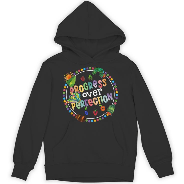 Progress Over Perfection Caterpillar Back To School Teacher Unisex Hoodie