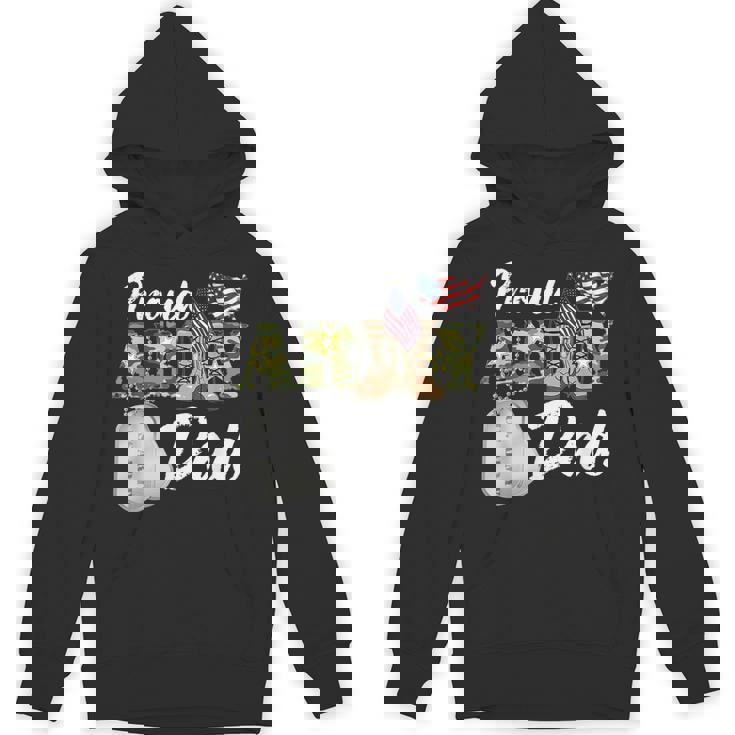 Proud Army Dad Military Dad With Dog Tag Us Flag Hoodie