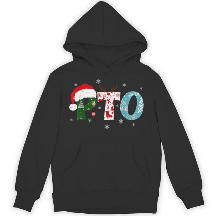 PTO Santa Hat Reindeer Parent Teacher Organization Christmas Unisex Hoodie