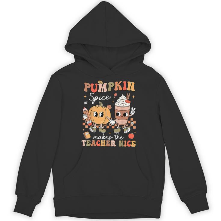 Pumpkin Spice Makes Teacher Nice Retro Fall Spooky Season Unisex Hoodie