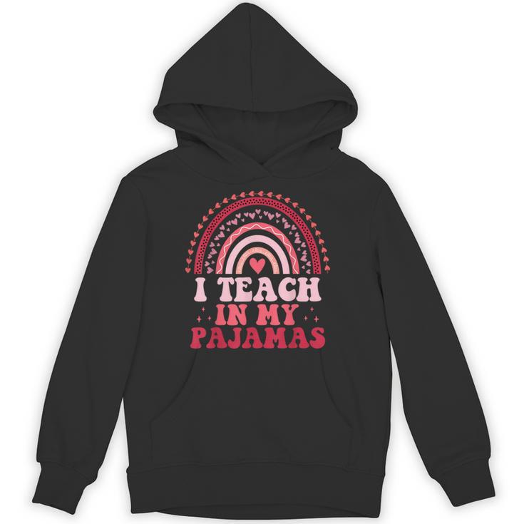 Rainbow Retro Homeschool Mom Teacher I Teach In My Pajamas Unisex Hoodie