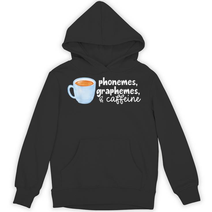 Reading Interventionist Specialist Teacher Phonemes Graphemes And Caffeine Reading Intervention -Adults Classic Fit Short Sleeve Unisex Hoodie