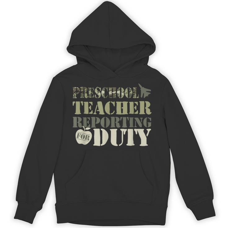 Retro Back To School Women Old Camo Preschool Teacher Unisex Hoodie