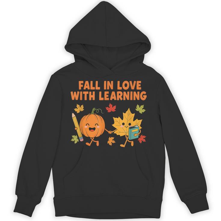 Retro Fall In Love With Learning Autumn Pumpkin Teacher Unisex Hoodie
