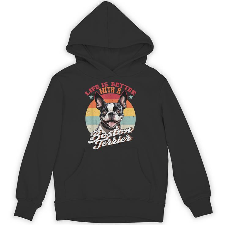 Retro Life Is Better With Boston Terrier Mom Dog Lover Unisex Hoodie