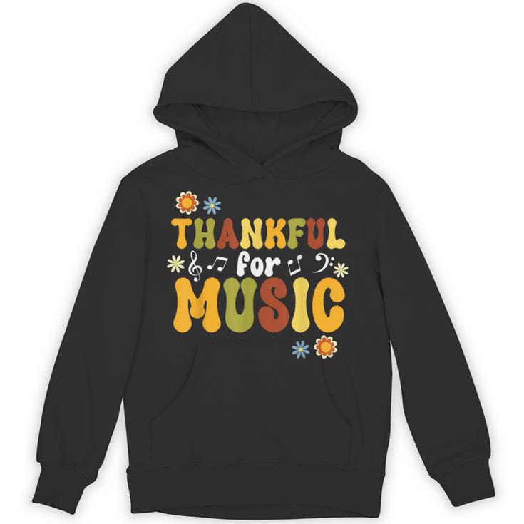 Retro Thankful For Music Floral Music Teacher Thanksgiving Men Women Unisex Hoodie