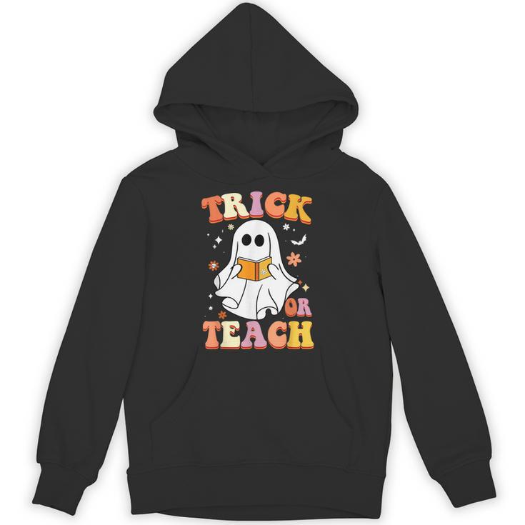 Retro Vintage Groovy Trick Or Teach Teacher Halloween For Men Women Kids Unisex Hoodie
