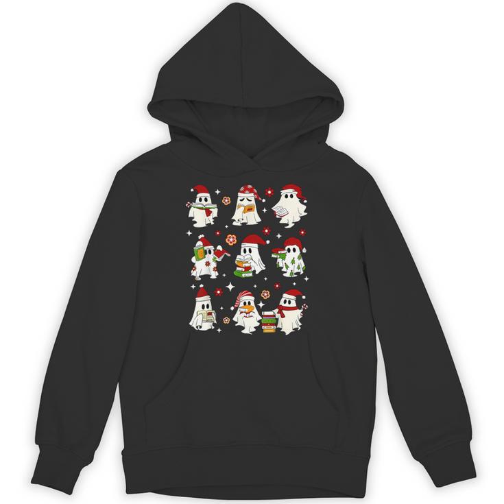 Santa Ghost Reading Books Christmas Library Teacher Unisex Hoodie