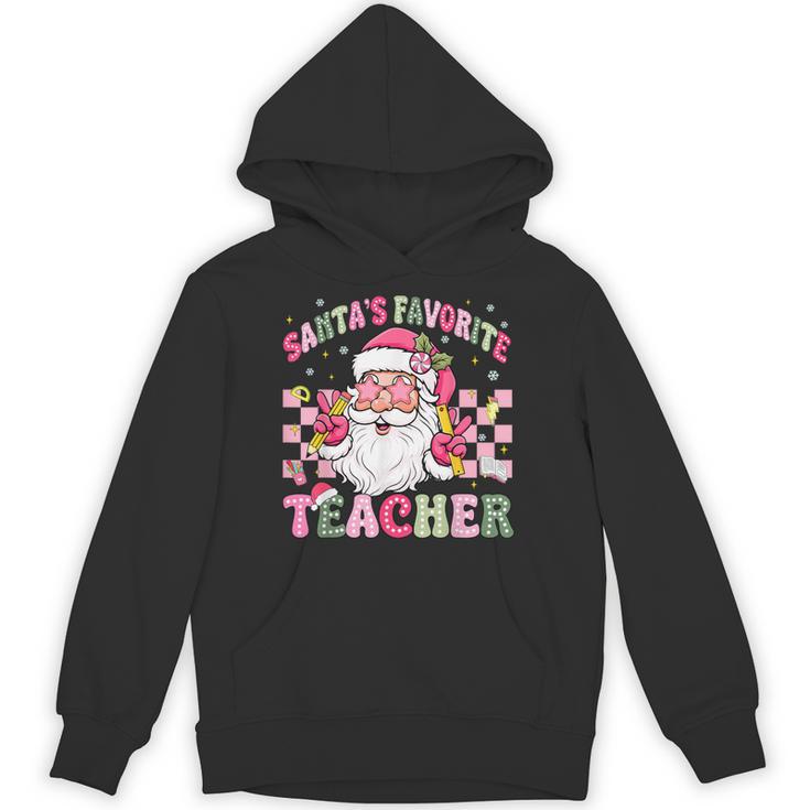 Santa's Favorite Teacher Groovy Christmas Teacher Boys Girls Unisex Hoodie