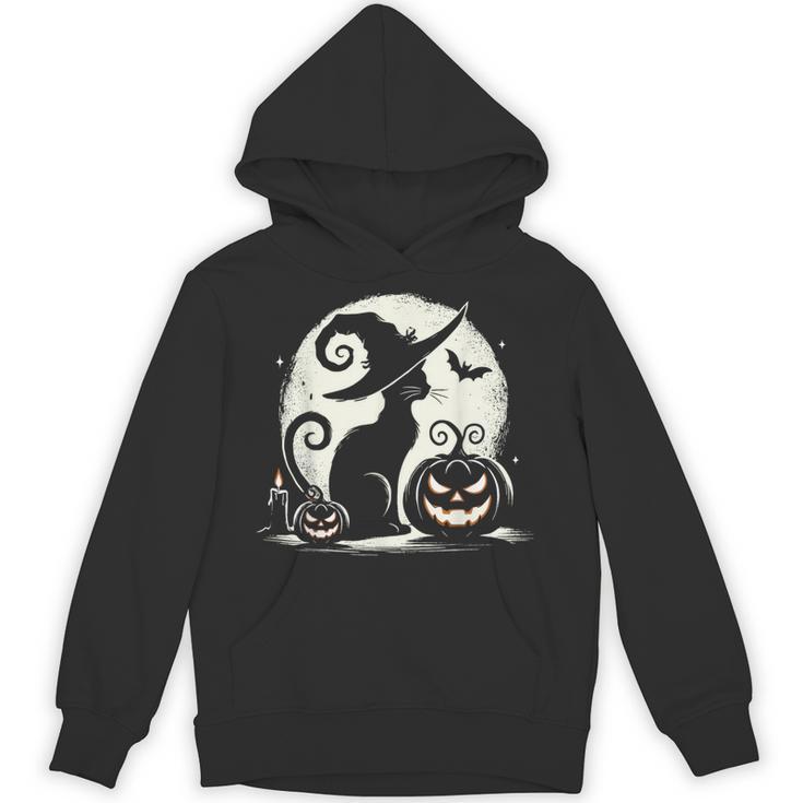 Scary Halloween Cat Costume Retro Cat Moon For Men Women Kids Unisex Hoodie