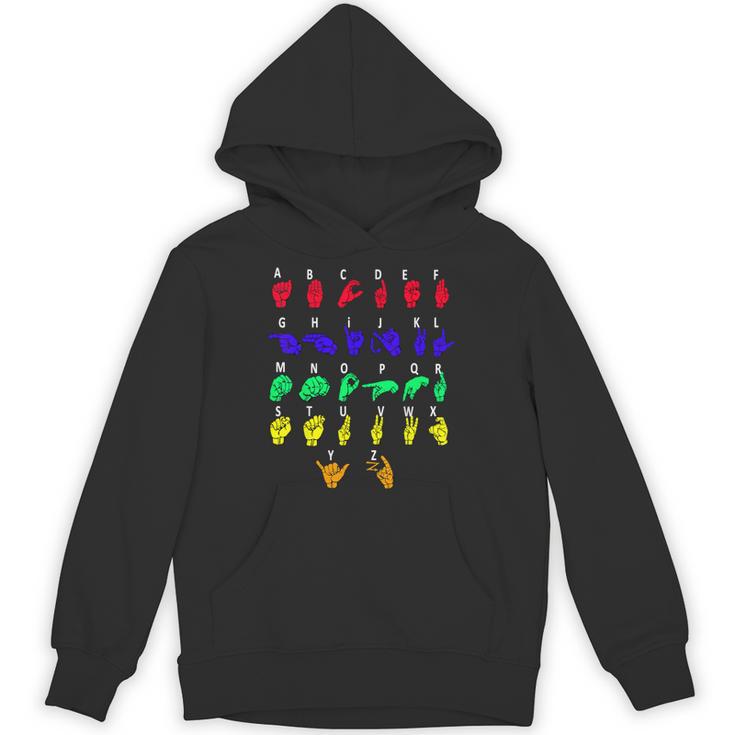 Sign Language Alphabet For ASL Interpreter Deaf Teacher Stud For Men Women Girls Kids Unisex Hoodie