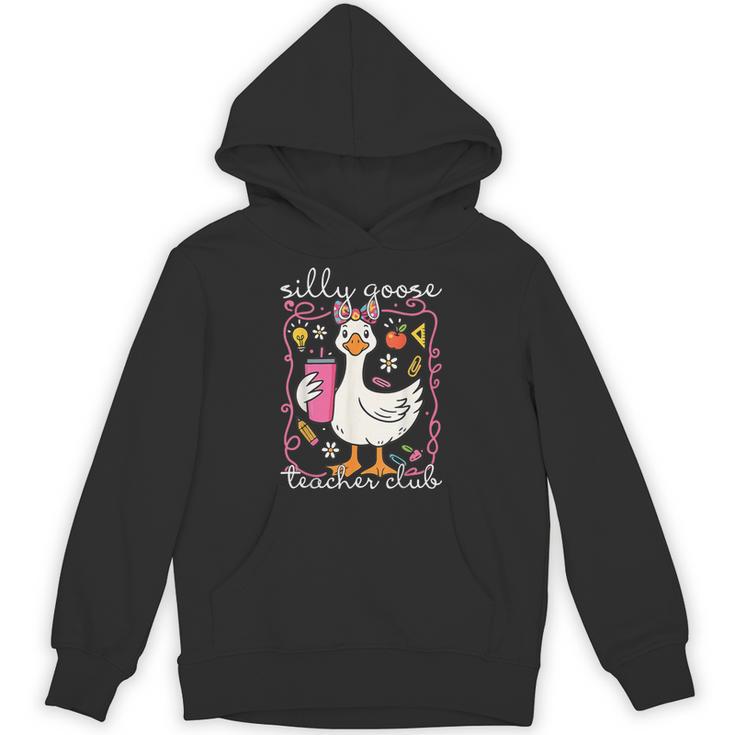 Silly Goose Teacher Club Animal Lover Groovy Teacher Unisex Hoodie