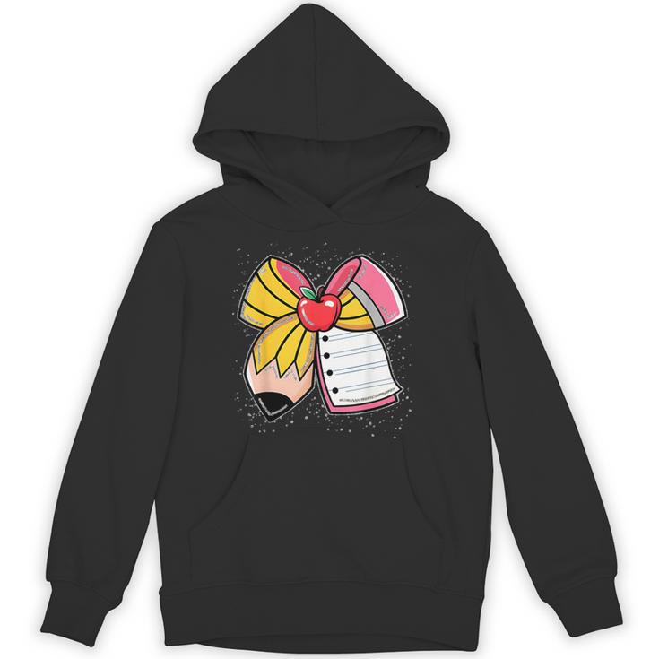 Student Teacher Coquette Bow Pencil Back To School First Day Unisex Hoodie