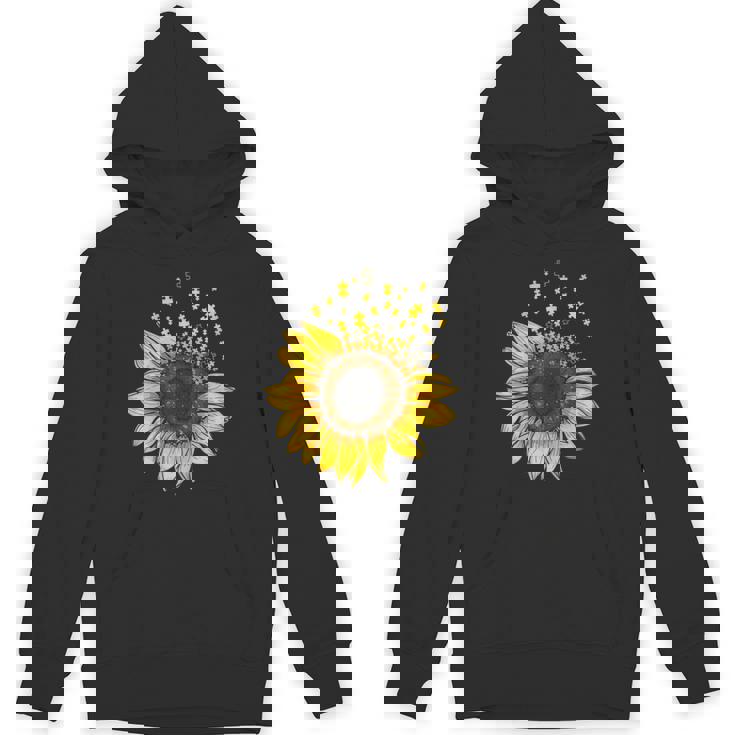 Sunflower Puzzle Pieces Autism Awareness For Mom Teacher For Women Unisex Hoodie