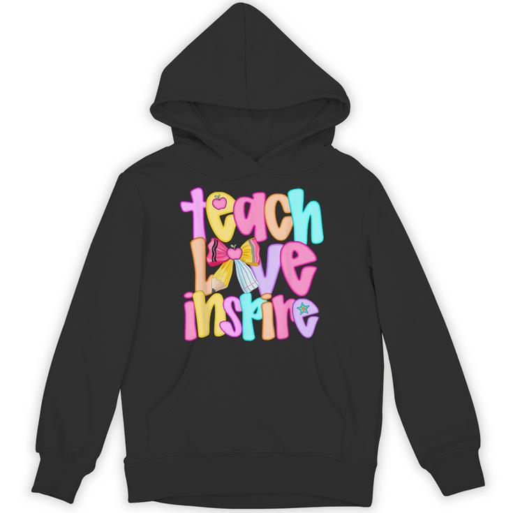 Teach Love Inspire Preppy Back To School Teacher Women Unisex Hoodie