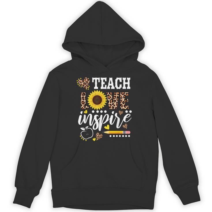 TEACH LOVE INSPIRE Teacher Sunflower Appreciation Unisex Hoodie