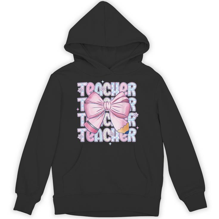 Teacher Bow Pencil Flowers Teacher Back To School Unisex Hoodie