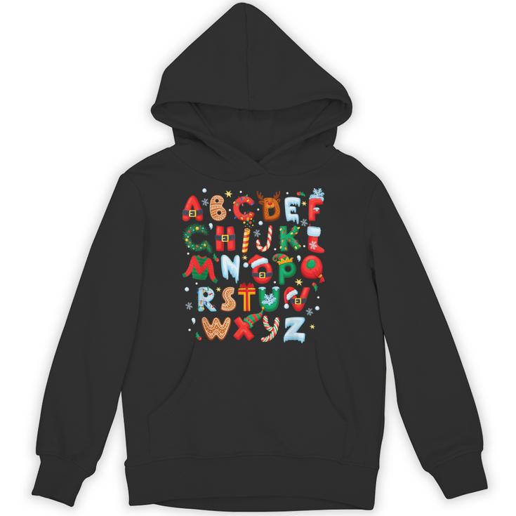 Teacher Christmas Alphabet Back To School Holiday Learning Unisex Hoodie