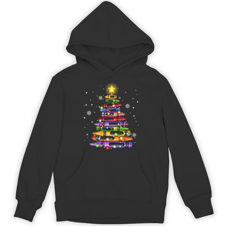 Teacher Crayon Christmas Tree Lights Student School Xmas Unisex Hoodie