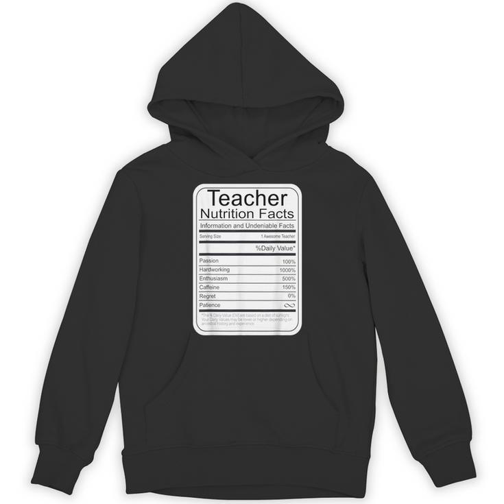 Teacher Nutrition Facts Teachers Nutritional Fact Unisex Hoodie