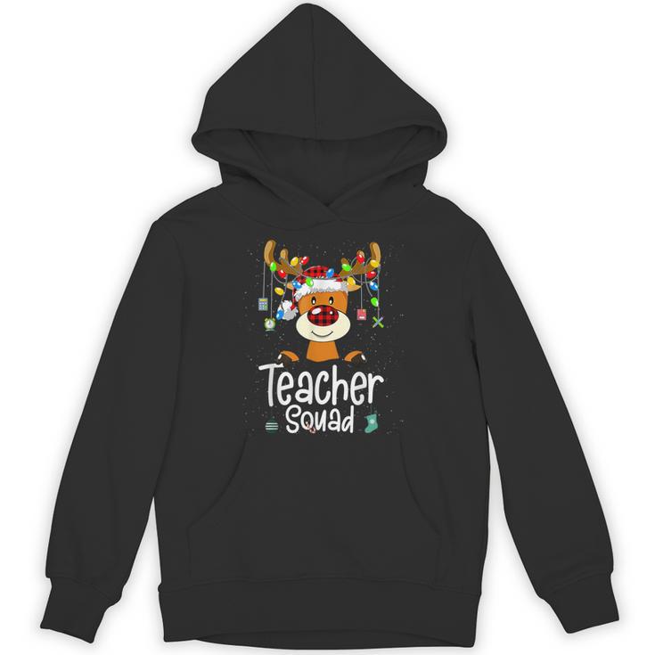 Teacher Squad Red Plaid Rudolph Reindeer Christmas Unisex Hoodie