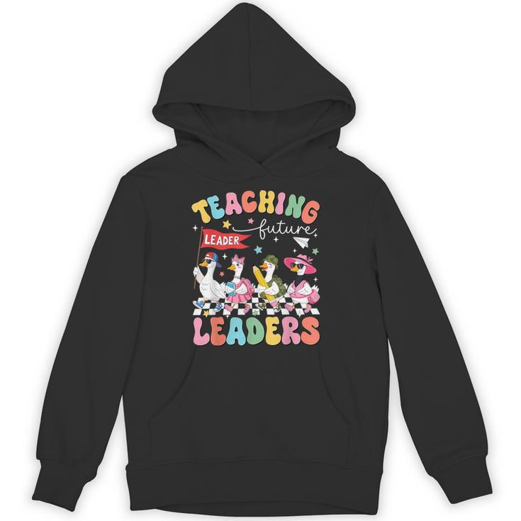 Teaching Future Leaders Groovy Teacher Back To School Unisex Hoodie