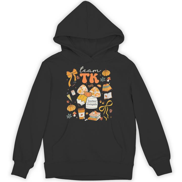 Team TK Crew Preppy Coquette Bow Pumpkin Fall TK Teacher Unisex Hoodie